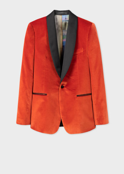 Front view - Men's Orange Velvet Shawl Collar Blazer Paul Smith