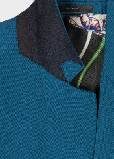 Detail view - Men's Tailored-Fit Petrol Blue Wool-Twill Blazer Paul Smith