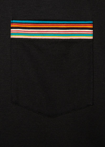 폴스미스 폴스미스 Paulsmith Black Signature Stripe Pocket T-Shirt