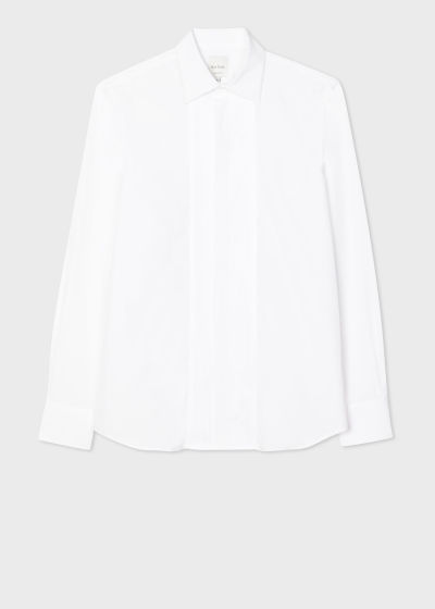 폴스미스 폴스미스 Paulsmith Tailored-Fit White Cotton Pleated Front Evening Shirt