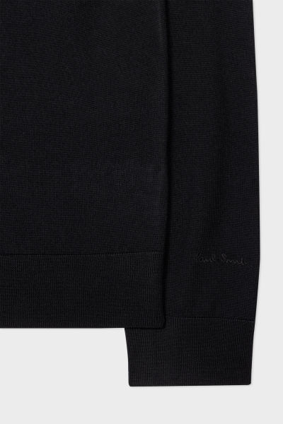 Detail view - Men's Black Merino Wool Roll Neck Sweater Paul Smith