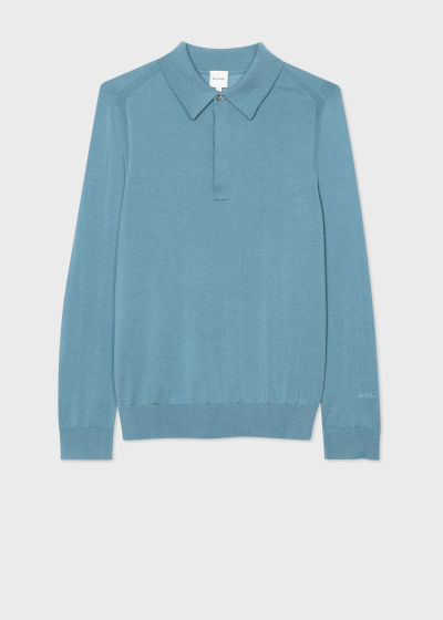 폴스미스 Paulsmith Light Blue Merino Wool Long-Sleeve Polo Shirt