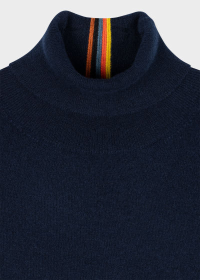 Detail View - Navy Cashmere Roll Neck Sweater Paul Smith