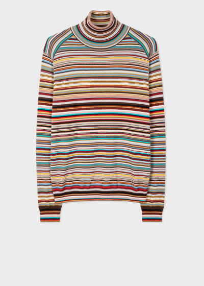 Front View - Signature Stripe Roll Neck Sweater Paul Smith