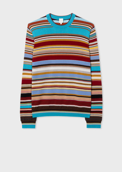 폴스미스 Paulsmith Multi Signature Stripe Crew Neck Sweater