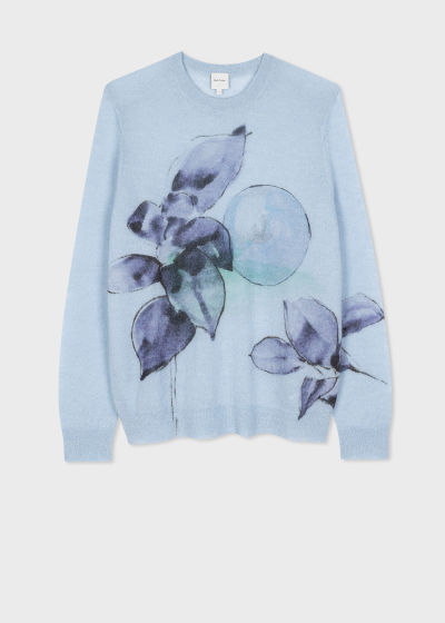 폴스미스 Paulsmith Pale Blue Mohair-Blend Laurel Print Sweater