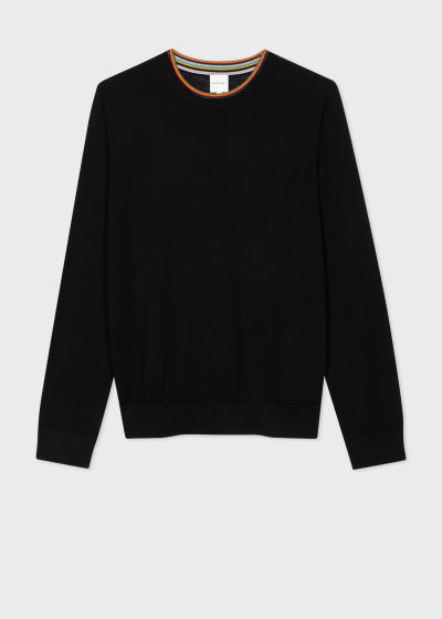 폴스미스 Paulsmith Black Merino Wool Signature Stripe Collar Sweater