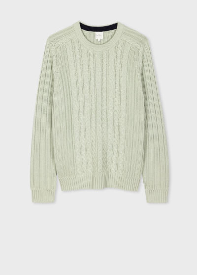 폴스미스 Paulsmith Pale Green Cotton-Cashmere Cable Knit Sweater