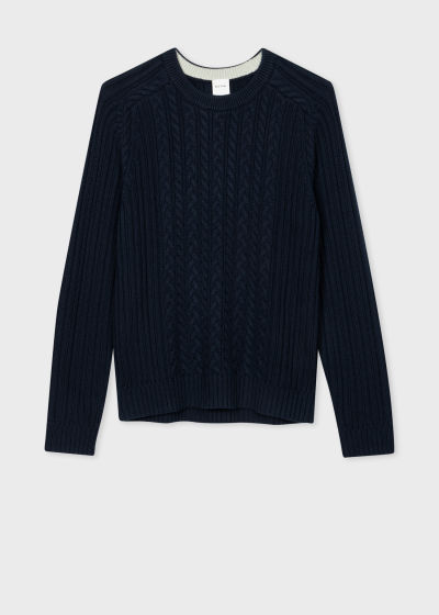 폴스미스 Paulsmith Navy Cotton-Cashmere Cable Knit Sweater