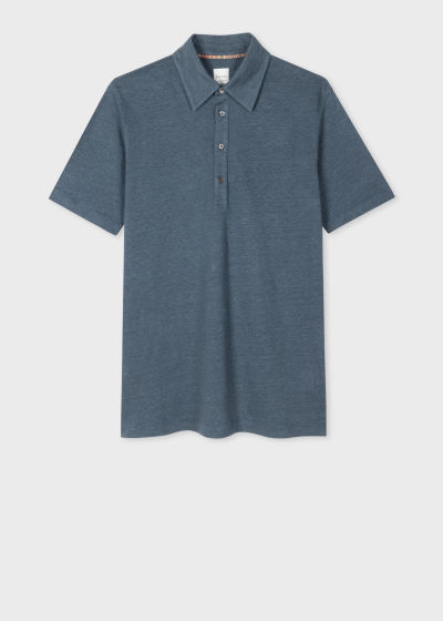폴스미스 Paulsmith Blue Linen-Piquu00e9 Polo Shirt