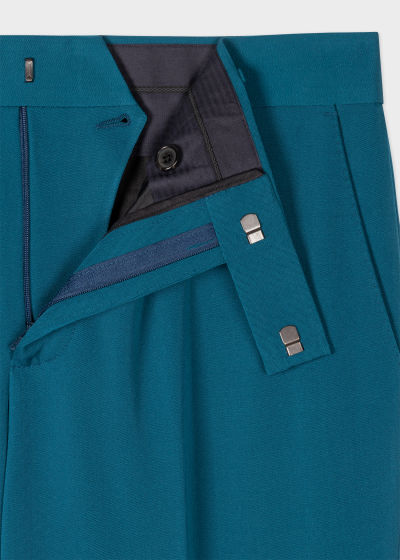 Detail view - Men's Slim-Fit Petrol Blue Wool Twill Trousers Paul Smith