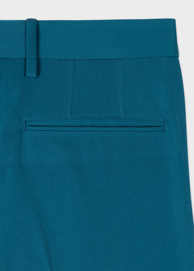 Detail view - Men's Slim-Fit Petrol Blue Wool Twill Trousers Paul Smith