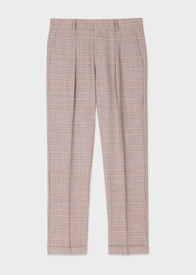 Product View - Men's Slim-Fit Orange And Grey Check Pants Paul Smith