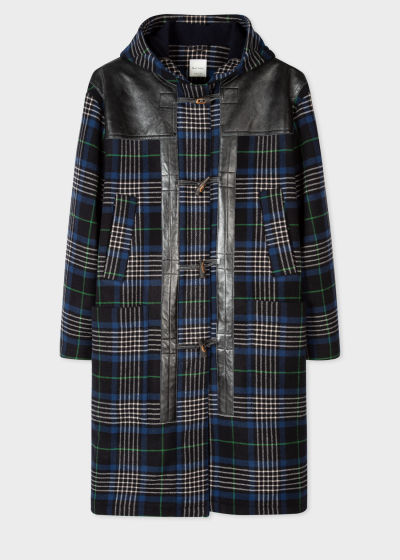 Front view - Men's Double-Face Wool Check Duffle Coat Paul Smith
