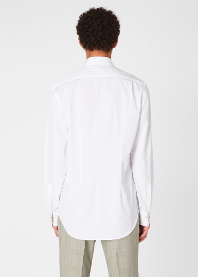 Men's Tailored-Fit White 'Signature Stripe' Cuff Shirt by Paul Smith