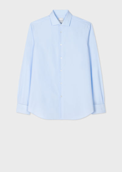 폴스미스 Paulsmith Tailored-Fit Sky Blue Shirt With Signature Stripe Double Cuff