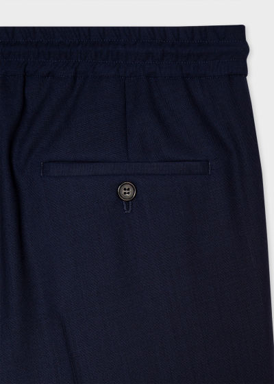 Detail view - Men's Navy Wool Drawstring-Waist Pants Paul Smith