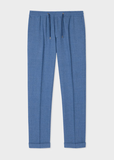 Front View - Sky Blue Gingham Slim-Fit Drawstring Pants Paul Smith