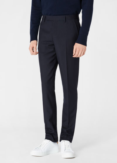 Mens SlimFit Navy Wool A Suit To Travel In Trousers
