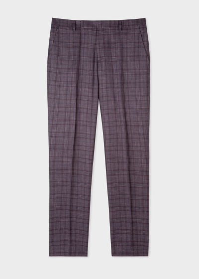 Front view - Slim-Fit Damson 'Summertime Check' Wool-Blend Pants Paul Smith