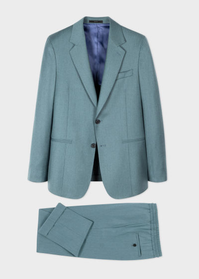 Tailored-Fit Teal Cashmere-Wool Suit