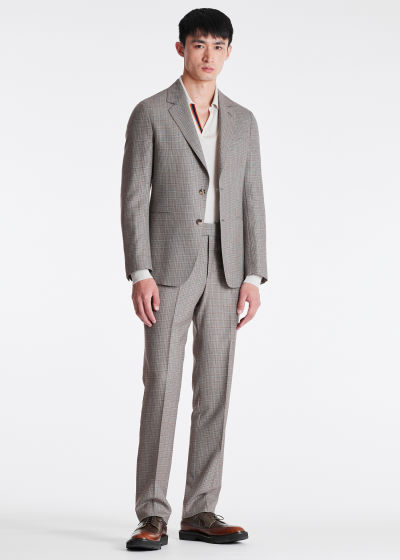 Brown Heathered Check Wool-Cashmere Suit by Paul Smith