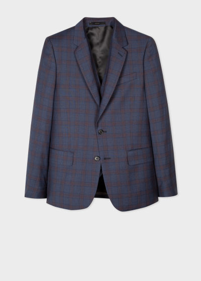Detail view - Men's Tailored-Fit Navy Wool Check Three-Piece Suit Paul Smith