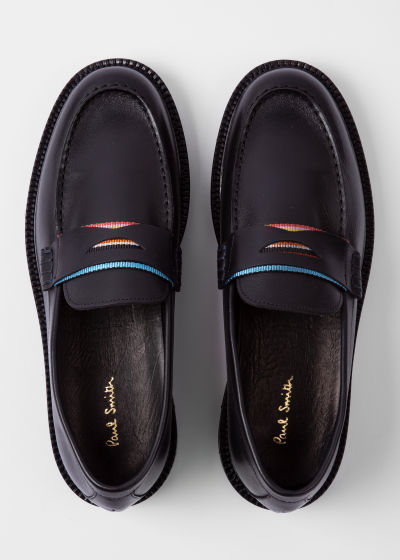 Top down view - Men's Black Leather 'Bishop' Loafers Paul Smith