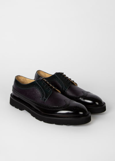 Angled view - Men's Black Leather 'Count' Brogues Paul Smith