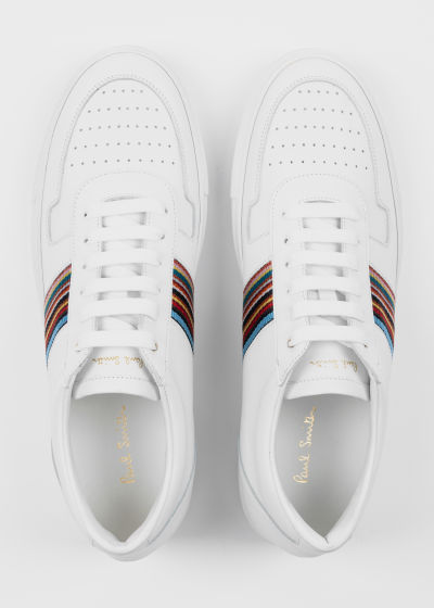 Top down view - Men's White Leather 'Fermi' Trainers Paul Smith