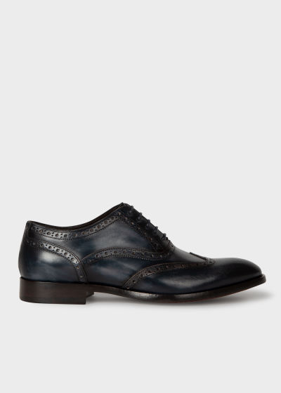 for Men Paul Smith Leather Panelled Lace-up Brogues in Navy Mens Shoes Lace-ups Brogues Blue 