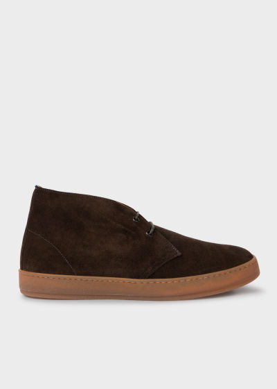 Front View - Men's Chocolate Brown Suede 'Navarro' Boots Paul Smith