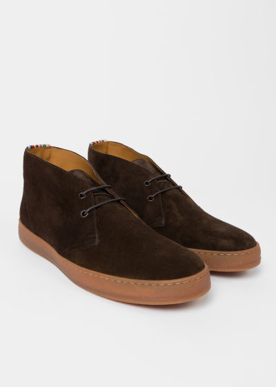 Detail View - Men's Chocolate Brown Suede 'Navarro' Boots Paul Smith