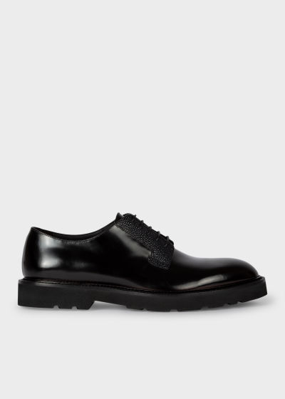 Side view - Men's Black High-Shine Leather 'Ras' Shoes Paul Smith