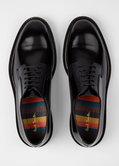 Top down view - Men's Black High-Shine Leather 'Ras' Shoes Paul Smith