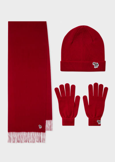 Men's Red 'Zebra' Hat, Gloves & Scarf Gift Set by Paul Smith