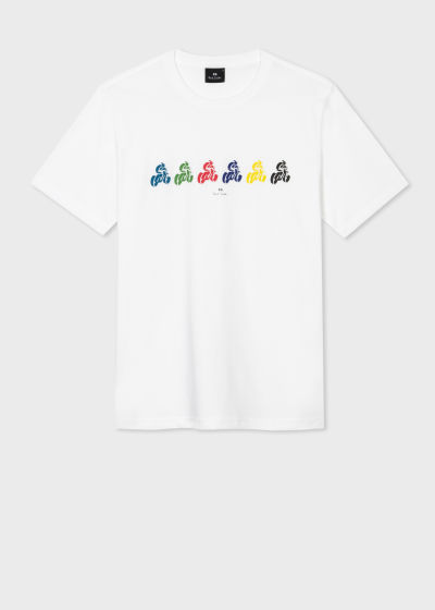 폴스미스 Paulsmith White Multi Colour Cycle T-Shirt