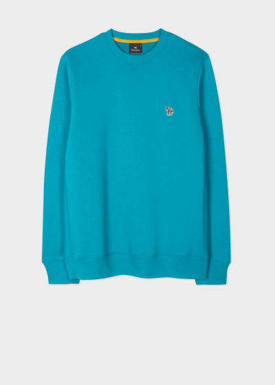 Sweatshirt Bleu Pétrole Logo Zebra Brodé en Coton Paul Smith - Vue de face