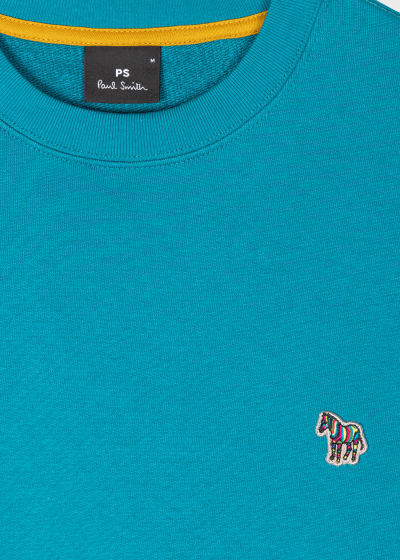 Sweatshirt Bleu Pétrole Logo Zebra Brodé en Coton Paul Smith - Vue détaillée