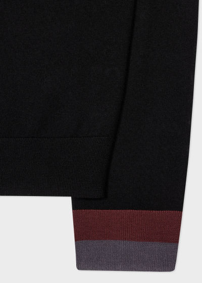 Detail view - Men's Black Merino Zip-Neck Long-Sleeve Polo Shirt Paul Smith