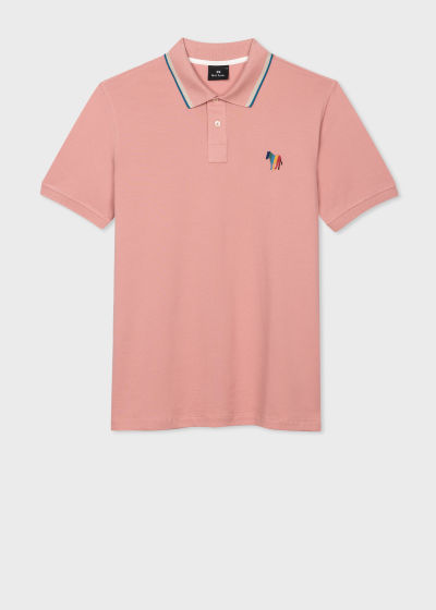 폴스미스 Paulsmith Light Pink Stretch-Cotton Broad Stripe Zebra Polo Shirt