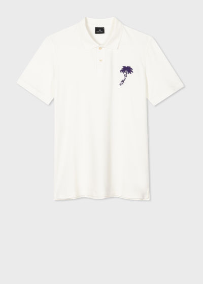 폴스미스 Paulsmith Ecru Embroidered Palm Tree Polo Shirt