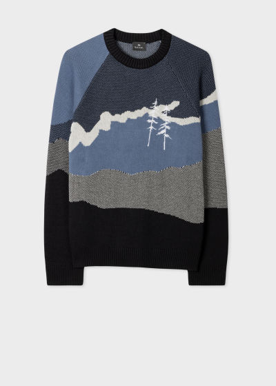 Product View - Men's Blue Cotton 'Pines' Sweater Paul Smith