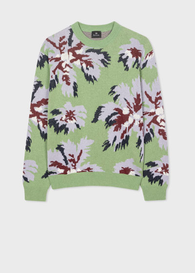폴스미스 Paulsmith Green Palmera Jacquard Cotton-Blend Sweater