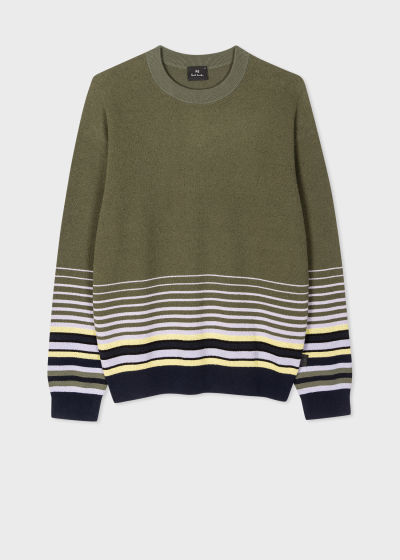 폴스미스 Paulsmith Khaki Cotton-Blend Stripe Hem Sweater
