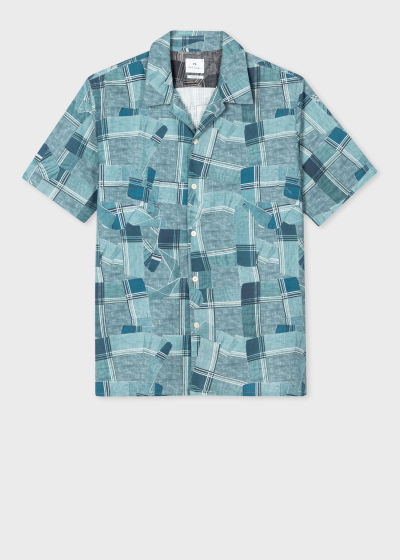 폴스미스 Paulsmith Blue Folded Check Print Cotton Short-Sleeve Shirt