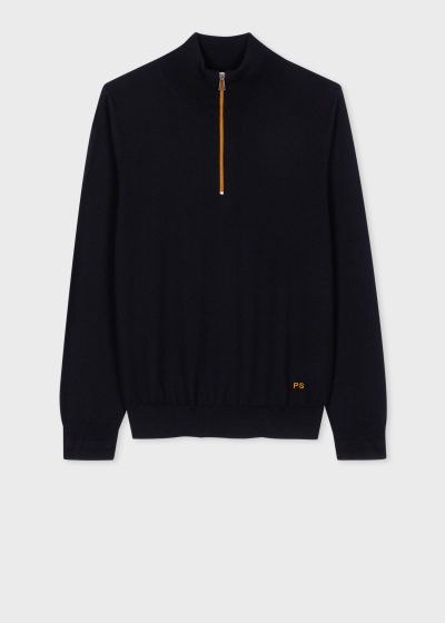폴스미스 Paulsmith Black And Orange Merino Wool Half Zip Sweater