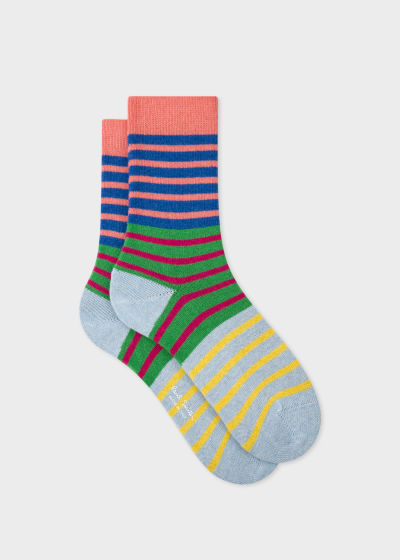 Product View - Women's Multicolour Stripe Block Socks Paul Smith