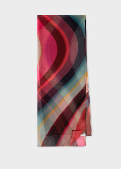 Front view - Multi-colour 'Spray Swirl' Silk Scarf