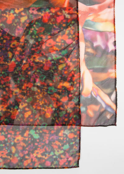 Detail view - Women's Orange 'Solarized Floral' Silk Scarf Paul Smith